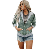 Printed Camouflage Hooded Zip Ladies Jacket