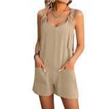 Women's Summer Beach Jumpsuit with Pockets – Casual Sleeveless Rompe