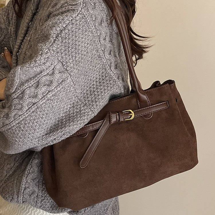 Women’s Stylish Vintage Suede Bag – Elegant Retro Soft Touch Shoulder Crossbody Handbag