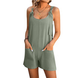 Women's Summer Beach Jumpsuit with Pockets – Casual Sleeveless Rompe