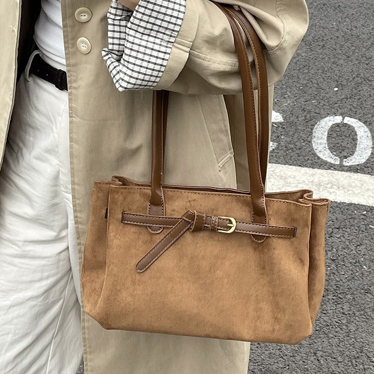 Women’s Stylish Vintage Suede Bag – Elegant Retro Soft Touch Shoulder Crossbody Handbag